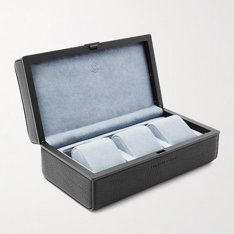 Eaton Full-Grain Leather Three-Piece Travel Watch Case