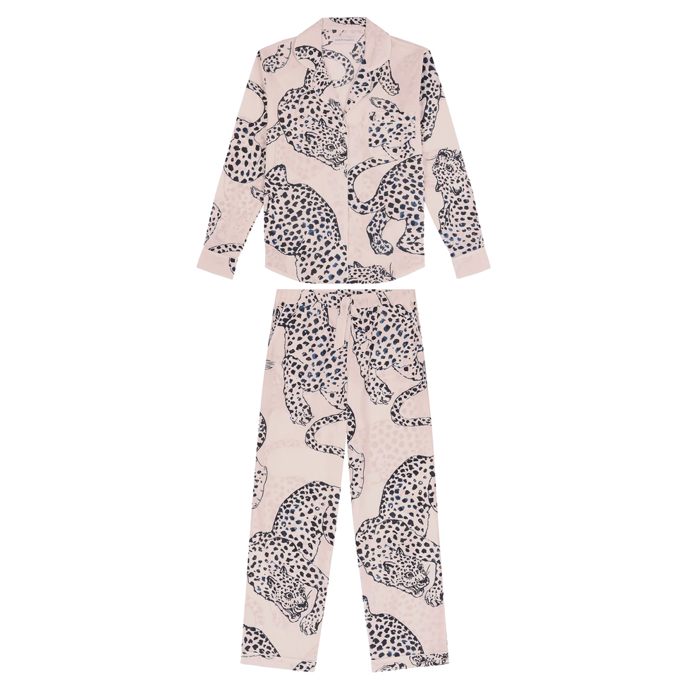 2-Piece Jag-Print Cotton Pajama Set