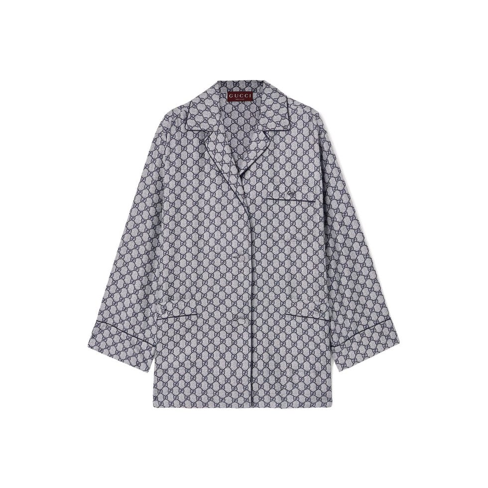 GG Supreme Printed Silk-Twill Pajama Shirt