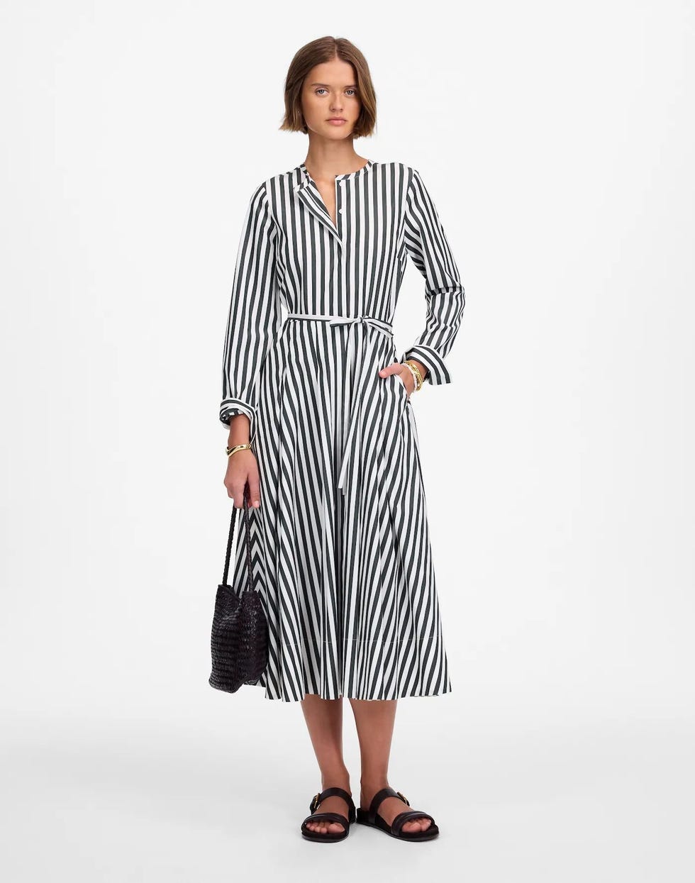 Tie-Waist Midi Shirtdress