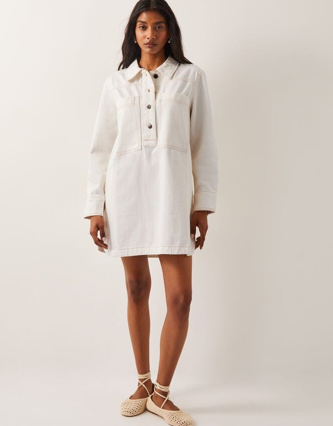 Nara Denim Tunic Shirt Dress Natural