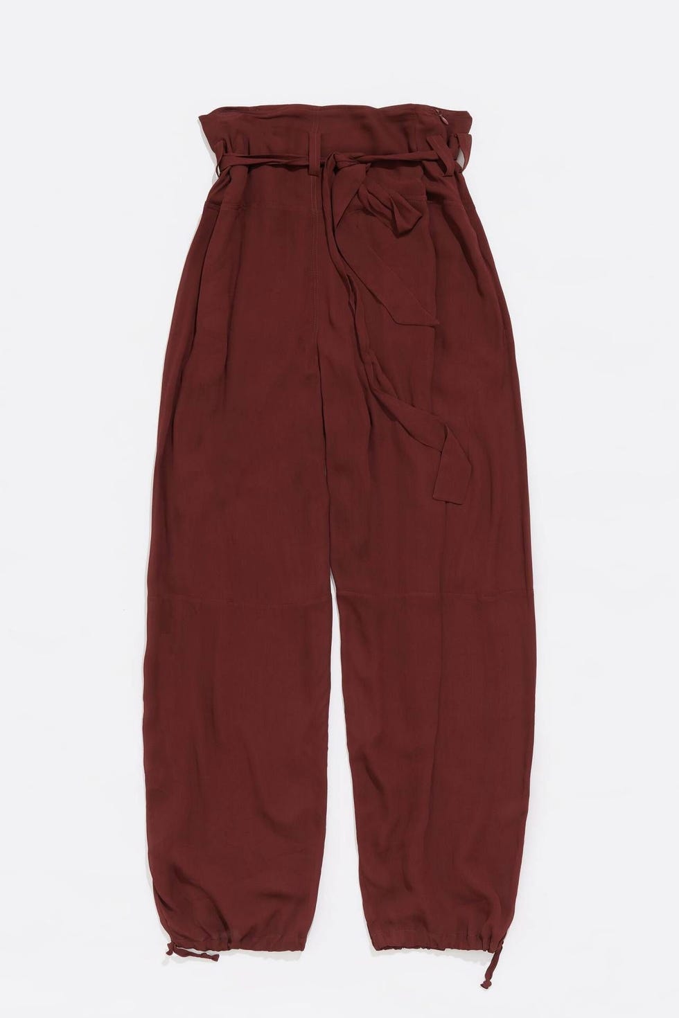 Pantalón harem con diseño semitransparente y cintura lazada