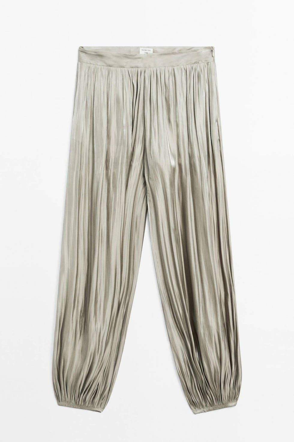 Pantalón en tejido brillante de silueta holgada y ajuste en el tobillo
