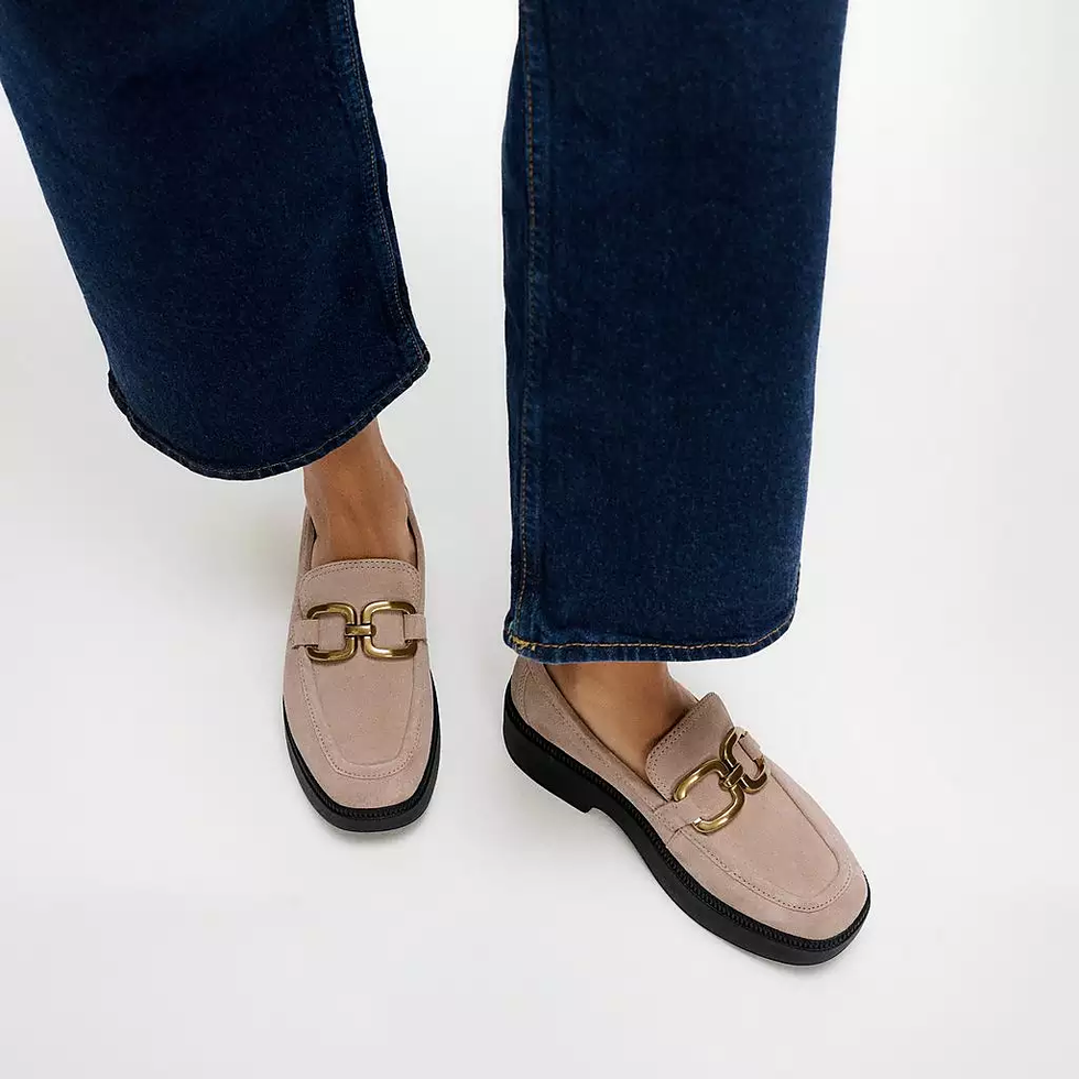 F-LUMA Square-Chain Suede Loafers
