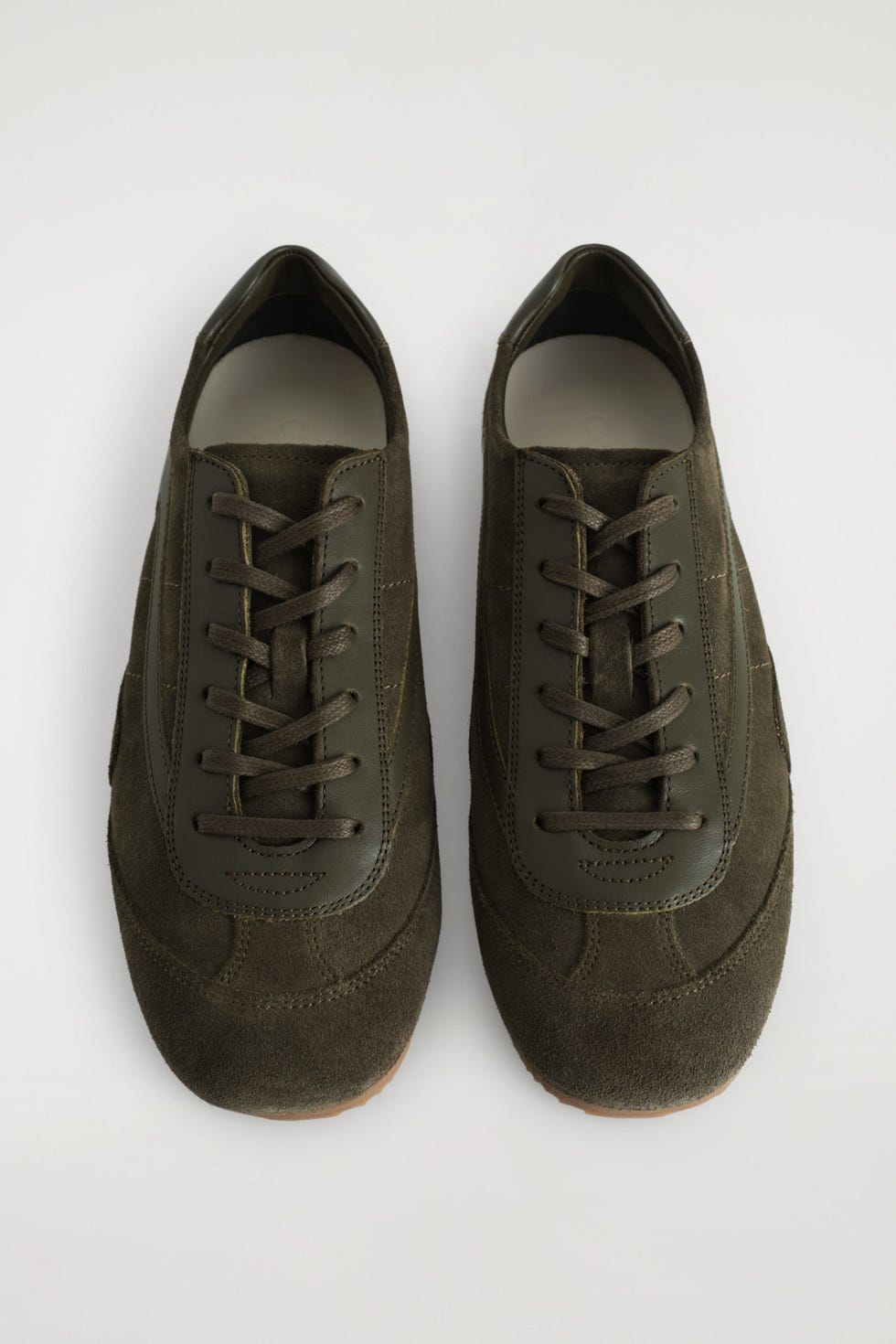 Khaki Green - Minimal Leather Trainers