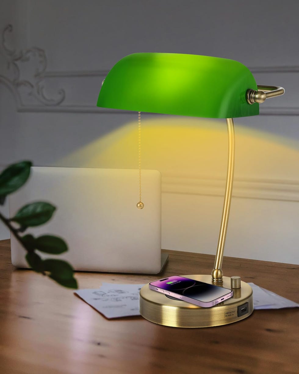 Green Glass Bankers Desk Lamp