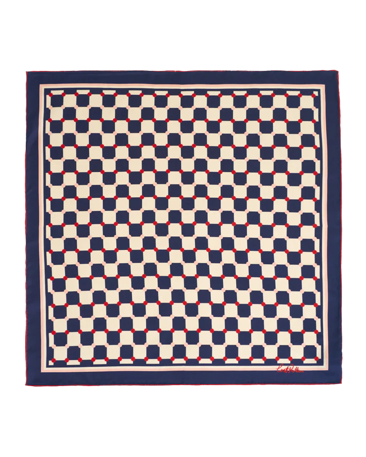 Dama Tahtası İpek Bandana Eşarp