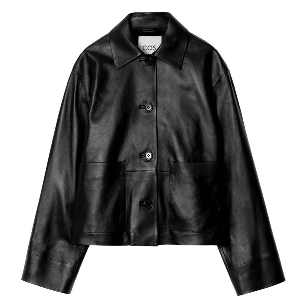 Boxy Collared Leather Jacket