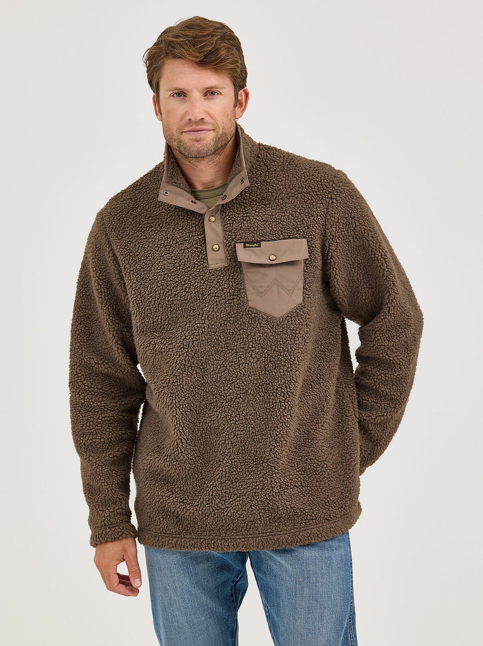 Maglione Sherpa da uomo con bottoni automatici