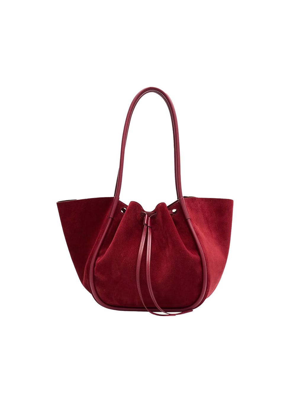 Borsa tote grande in pelle scamosciata arricciata