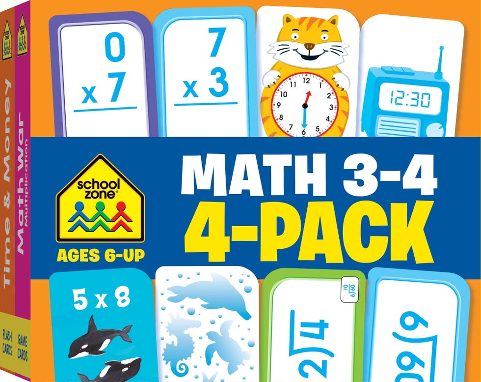 Math 3-4 Flash Cards 4-Pack