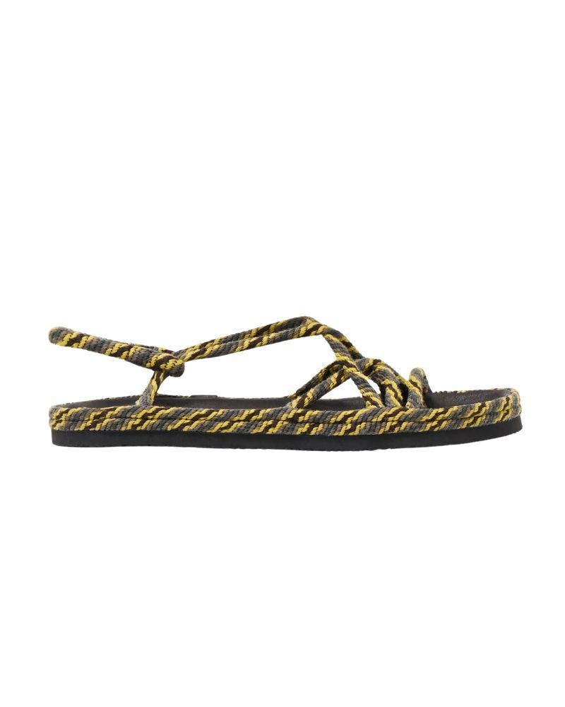 green plaited rope sandals 