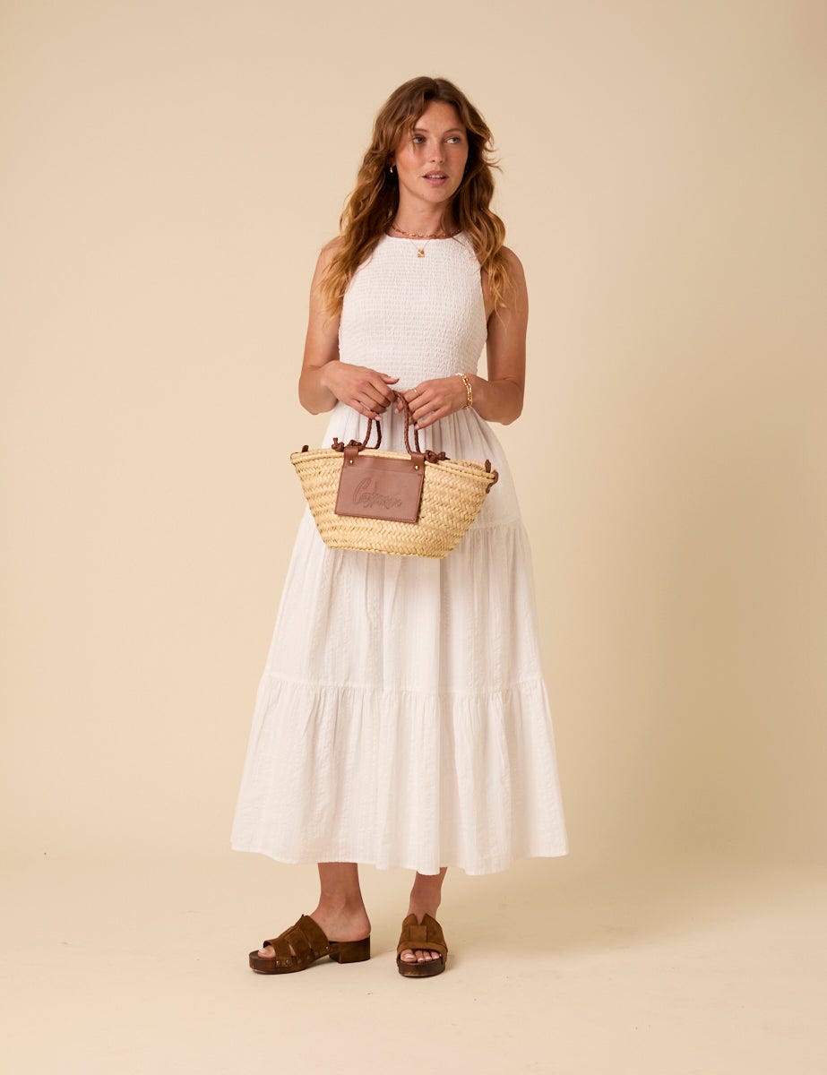 White Sleeveless Tiered Charlie Midi Dress