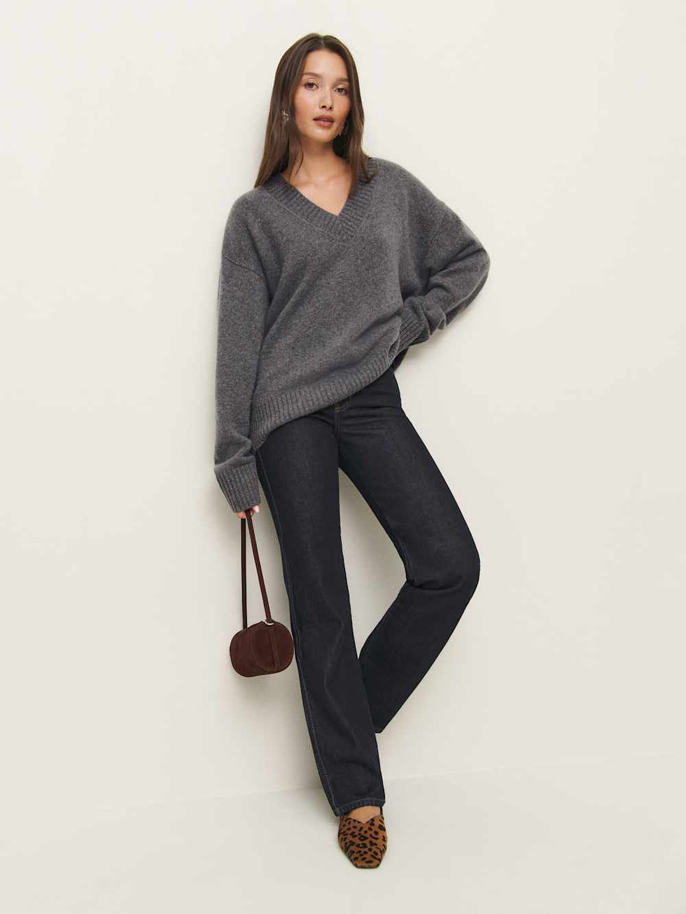 Maglione oversize con scollo a V in cashmere Jadey