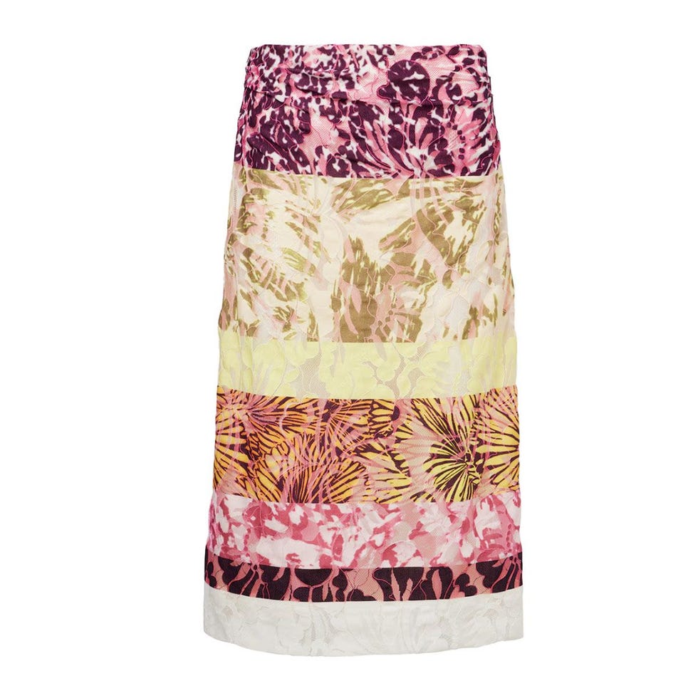 Colorblocked Gathered Midi Skirt