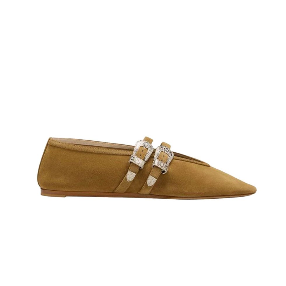 Claudia Suede Western Buckle Flats