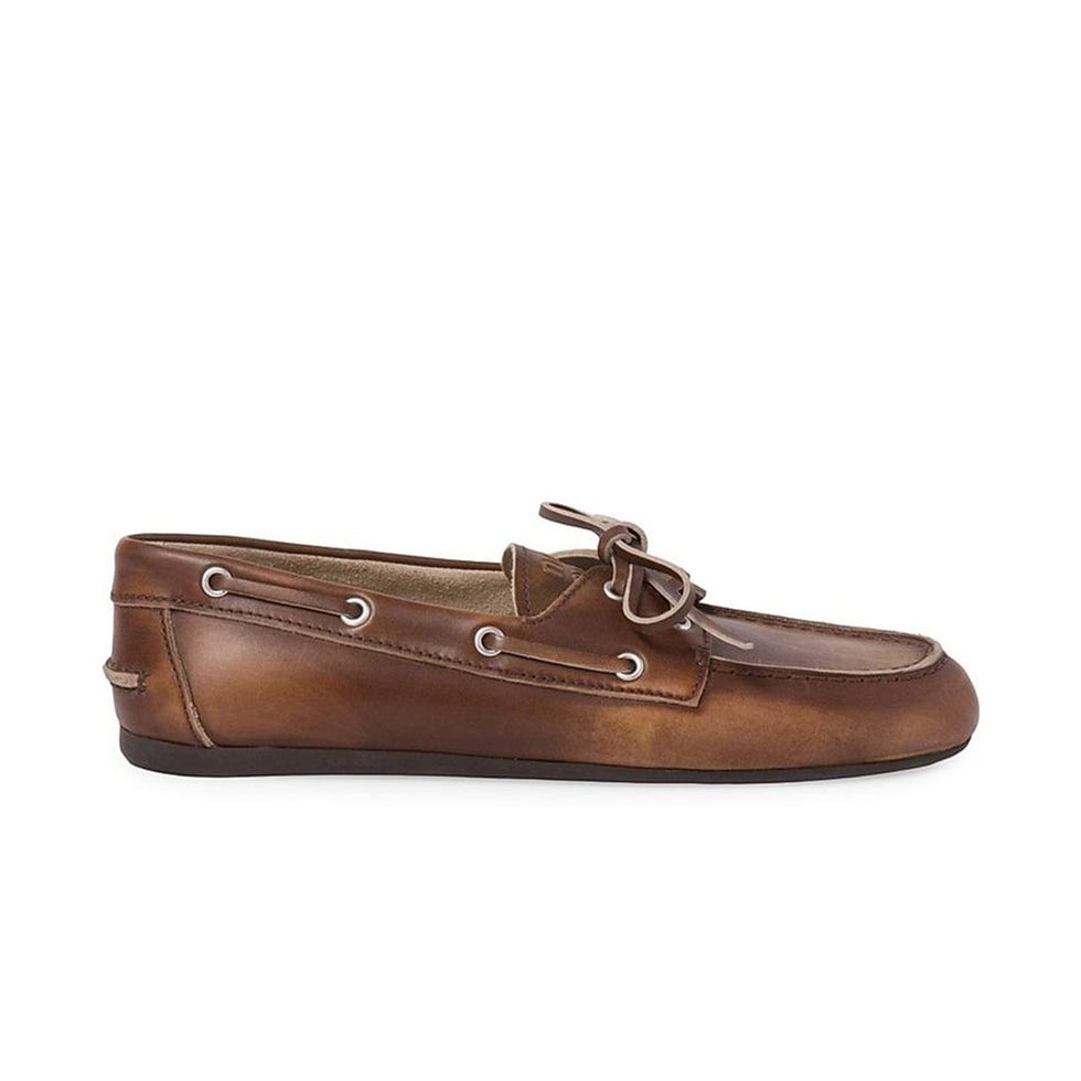 Unlined Bleached Leather Boat Shoes 