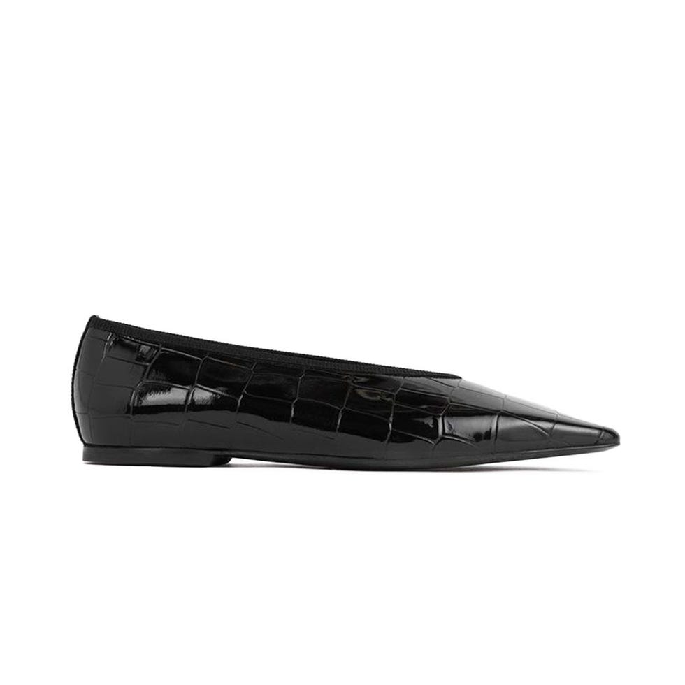 Minimalist Croco-Embossed Ballerinas