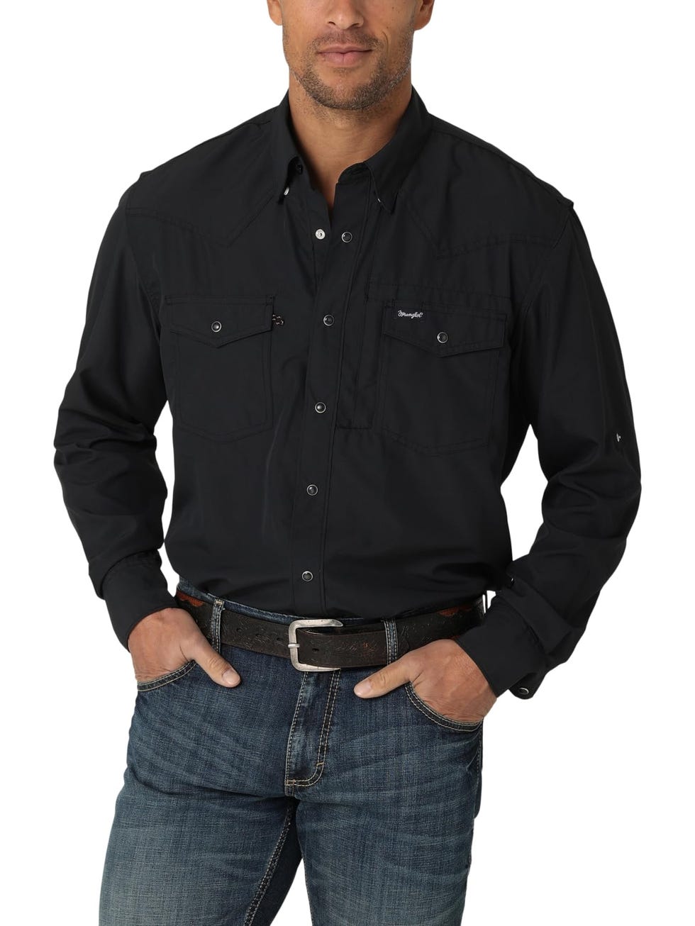 Camicia classica da uomo Wrangler Performance con bottoni automatici