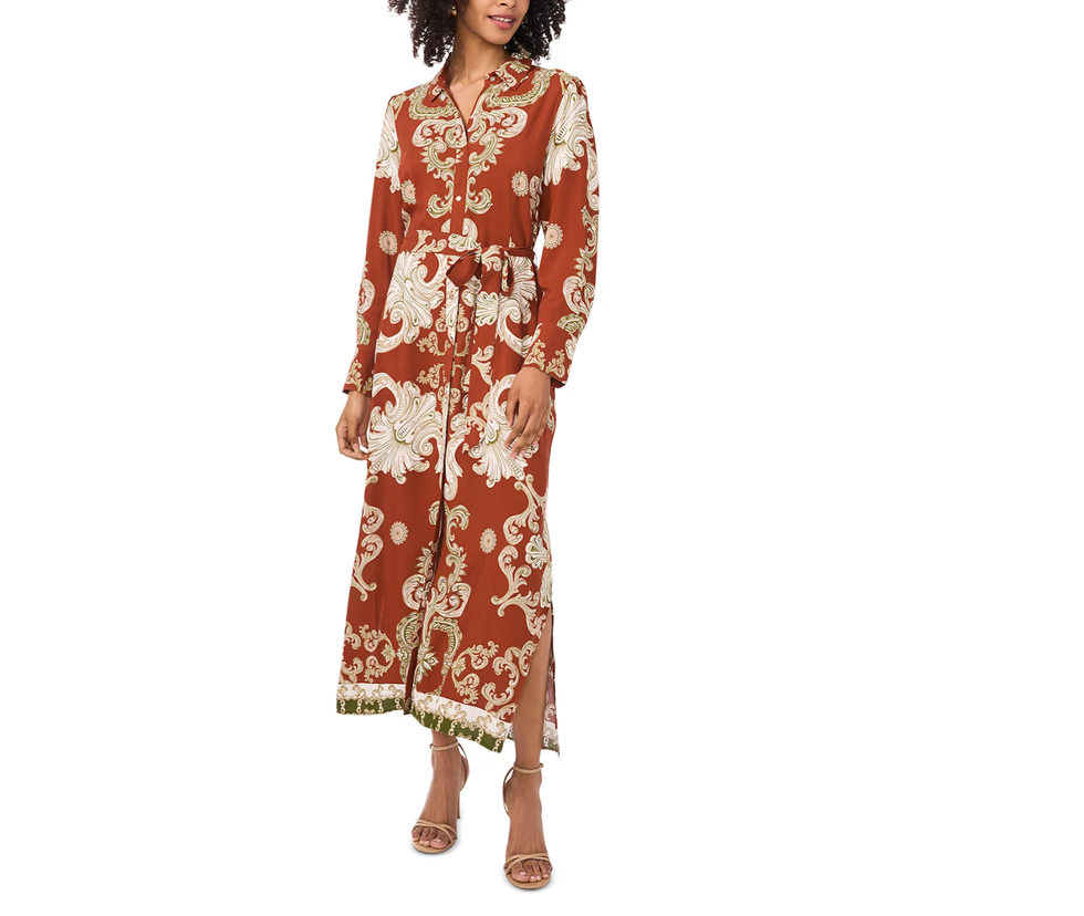 Vince Camuto Printed Border Shirt Dress