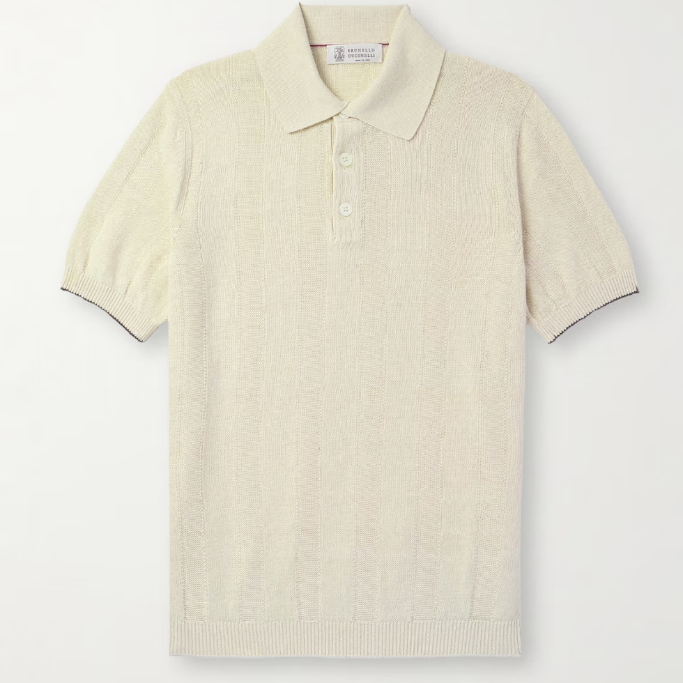 Polo de malha de linho e algodão