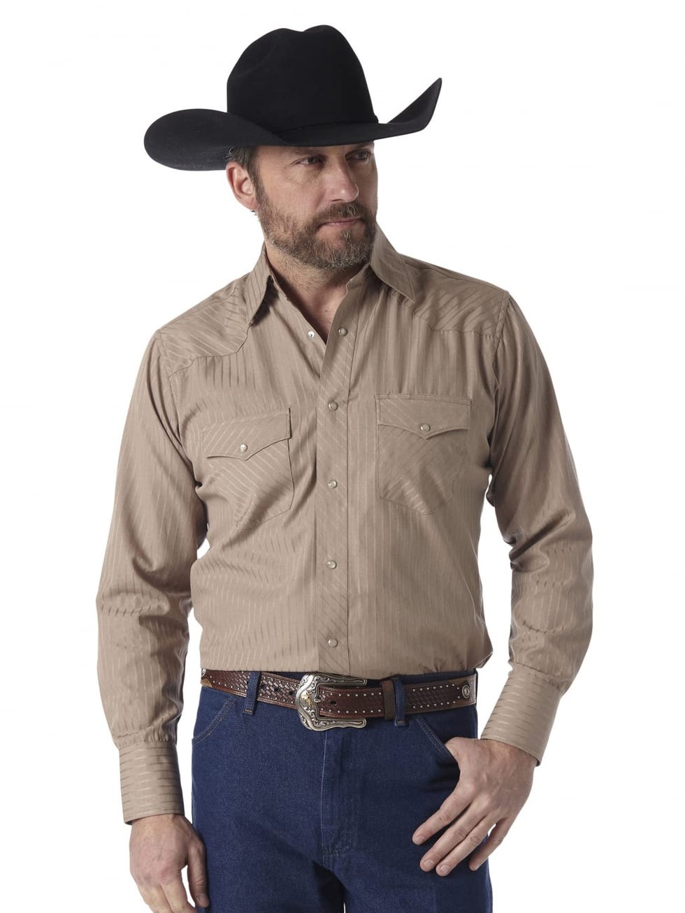Camicia sportiva western da uomo con bottoni automatici