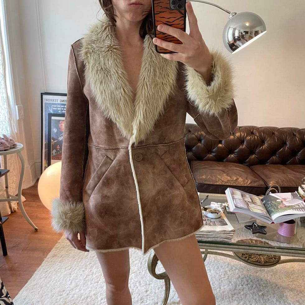 Brown and Tan Jacket with Fur Trim