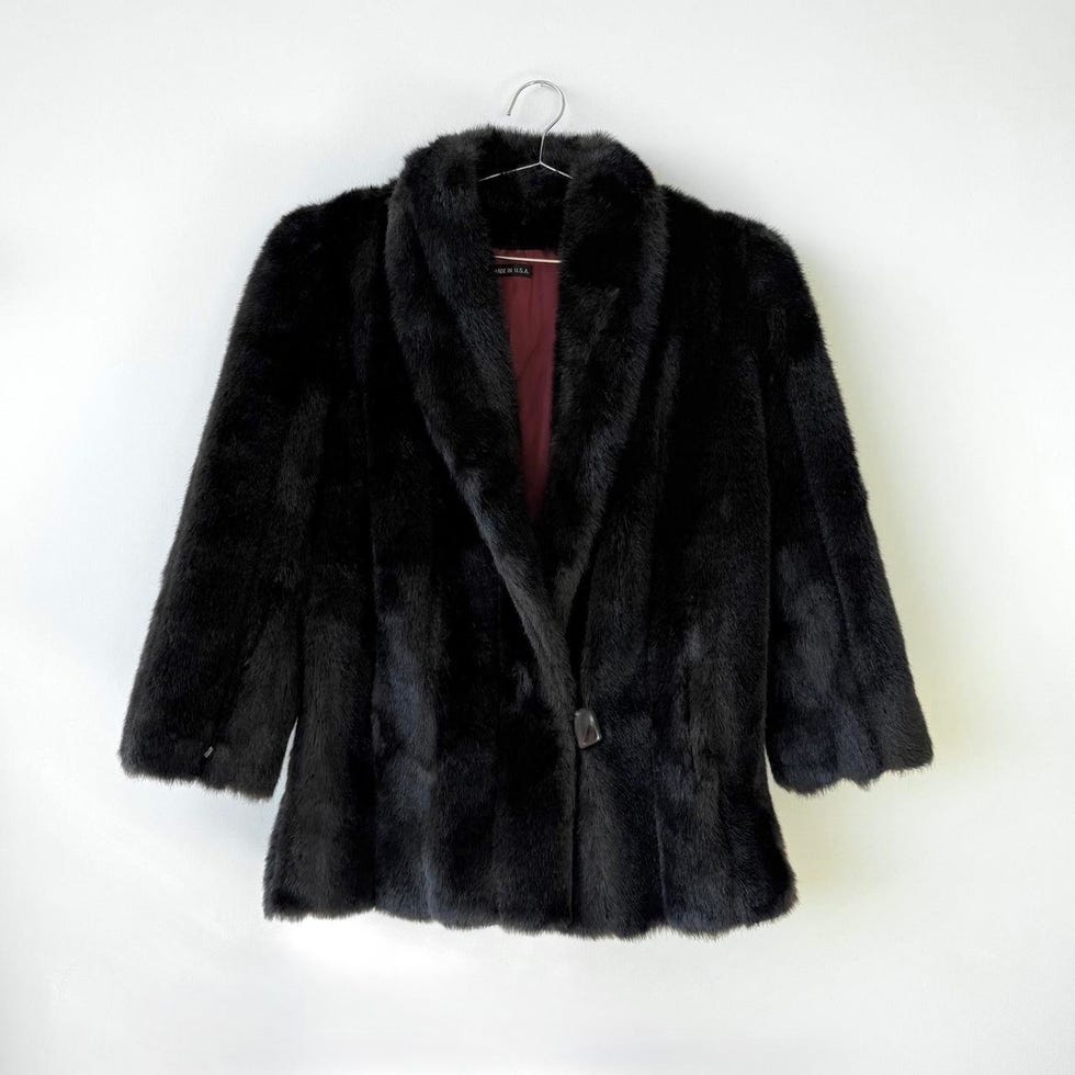 Vintage Black Faux-Fur Coat