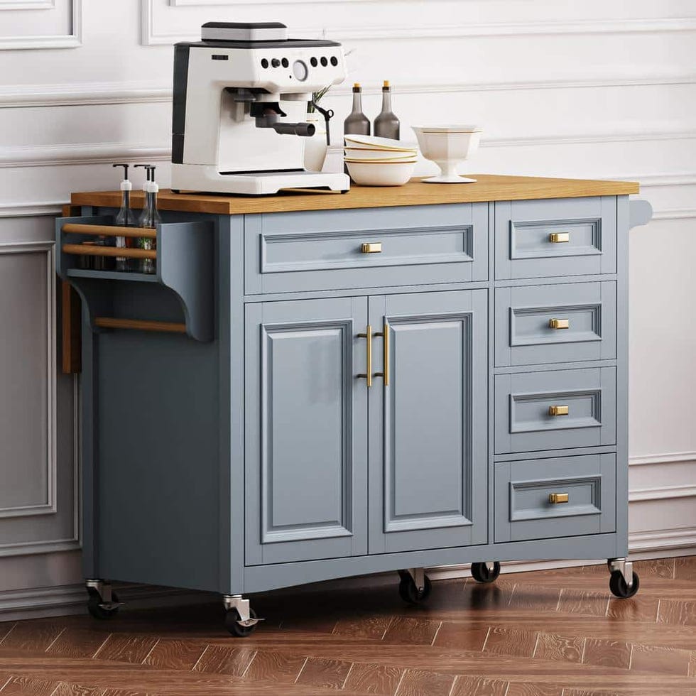 Blue/Grey Wood Kitchen Island