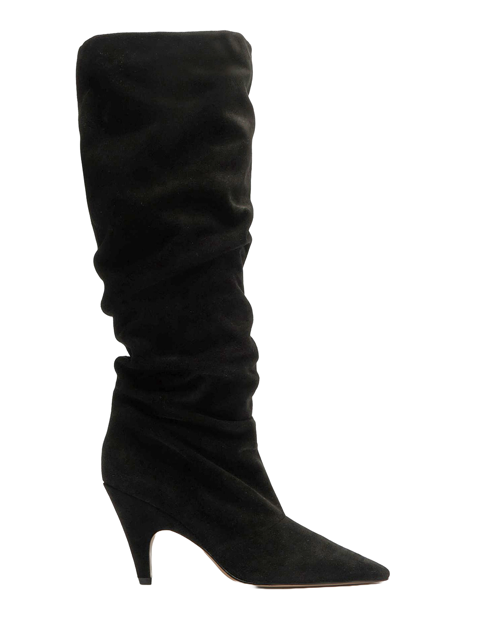 Tati Scrunched Suede Knee Boots