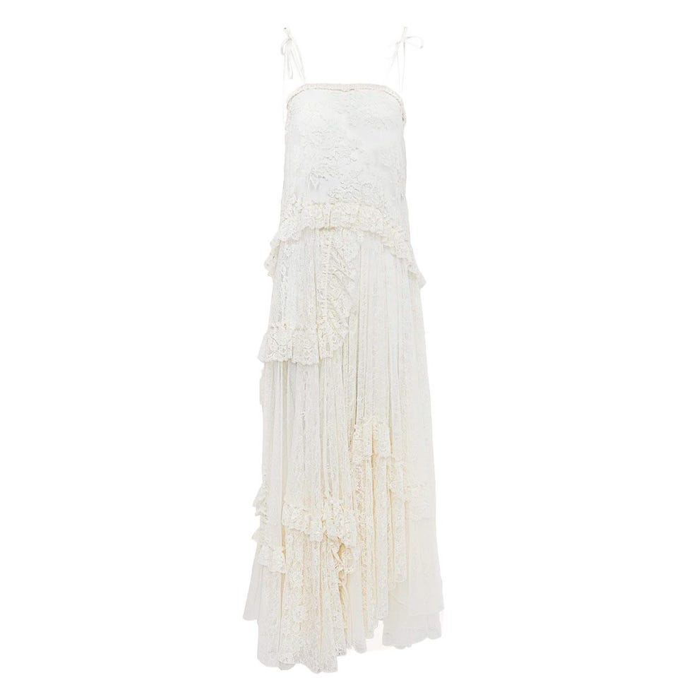 Long Dress in Embroidered Lace