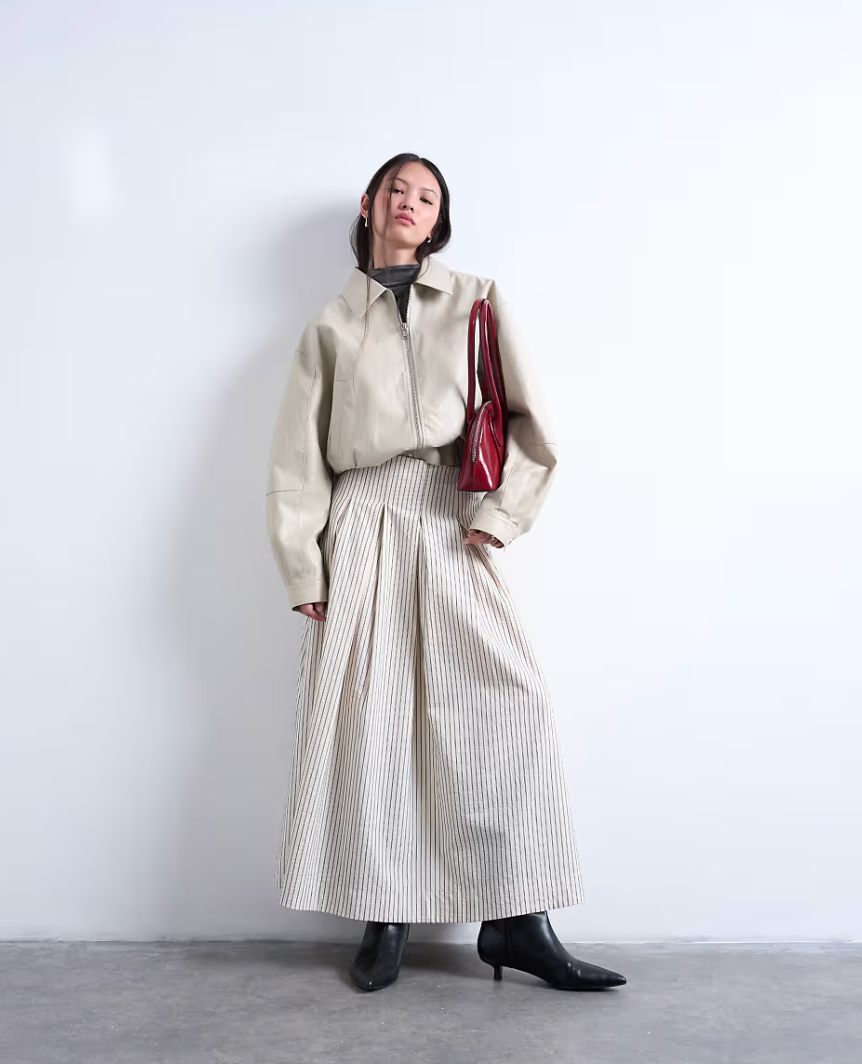 Heavy Pleated Maxi Full Circle Skirt