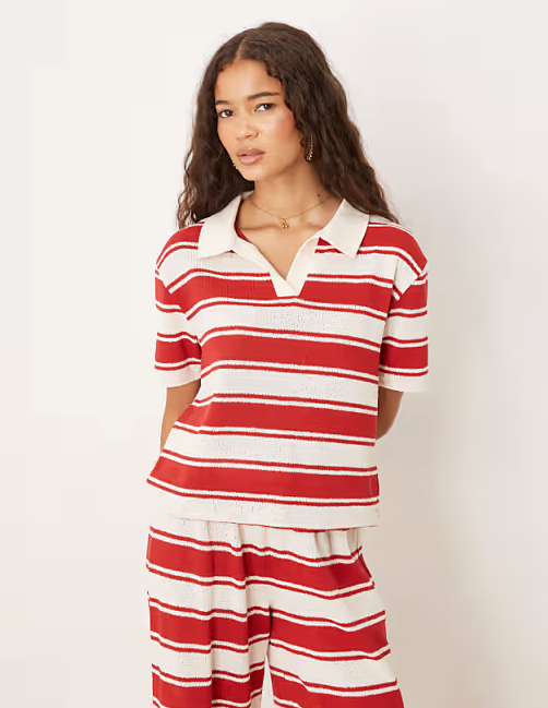 Short Sleeve Rugby Collar Top 