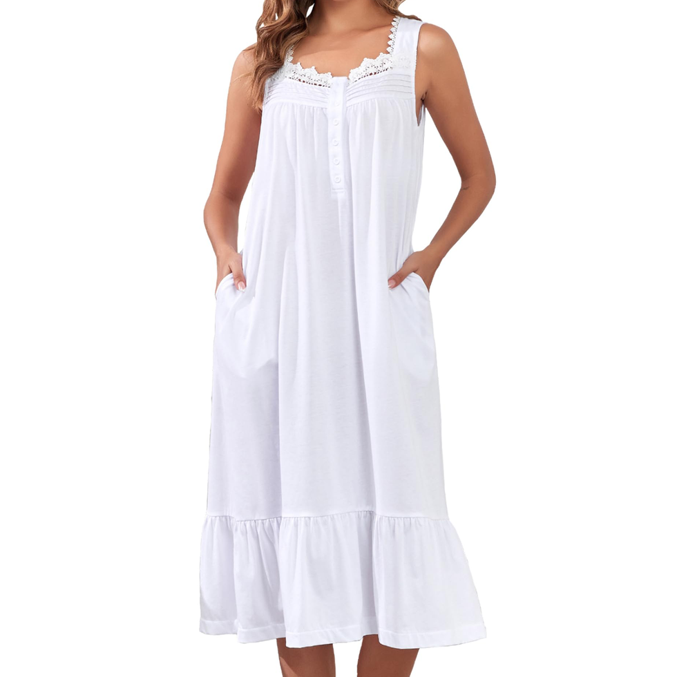 Women's Cotton Nightgown With Pockets