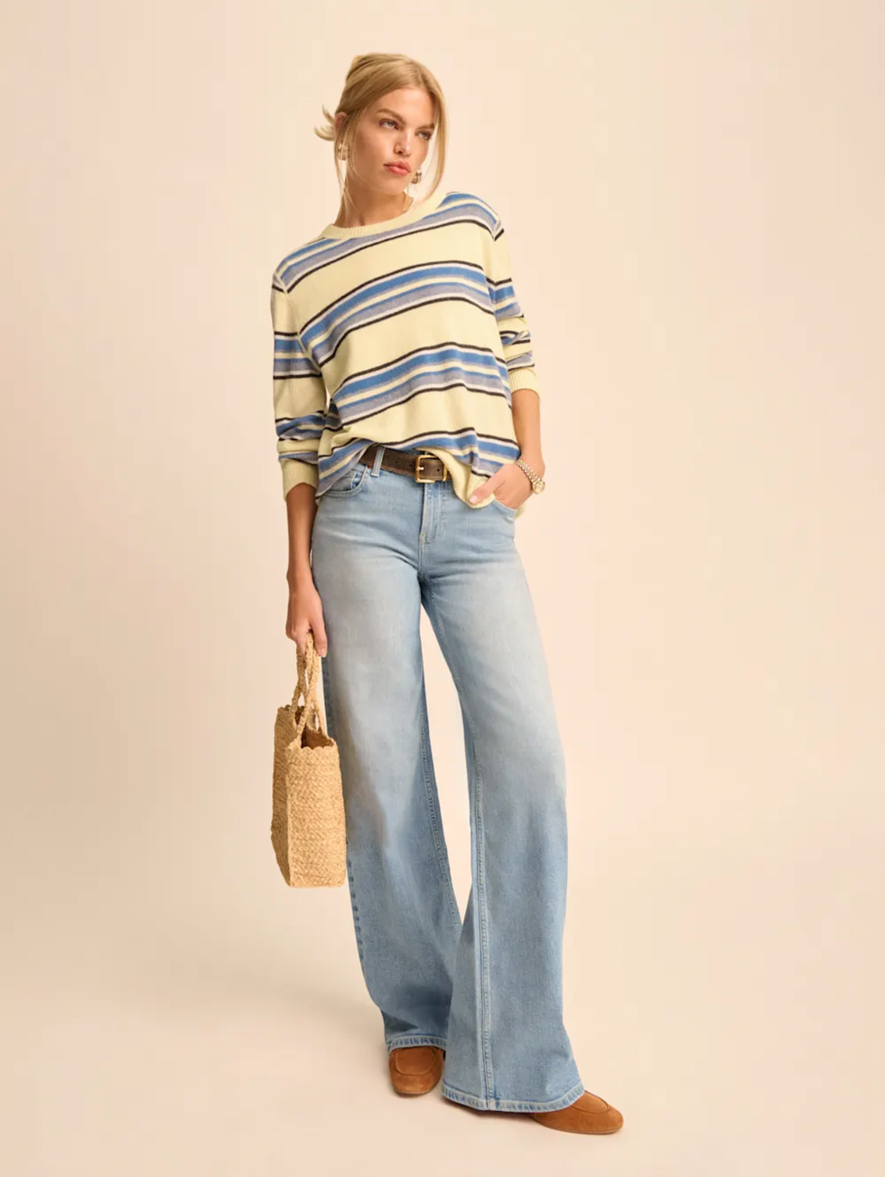 Greta Super Stretch Low Rise Wide Leg Jeans