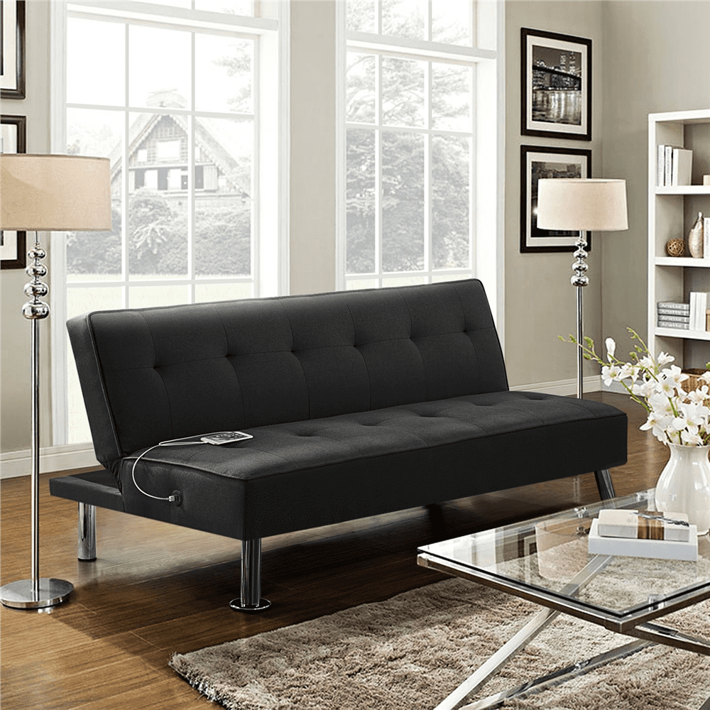 Alden Design 66" Modern Fabric Convertible Futon Sofa Bed