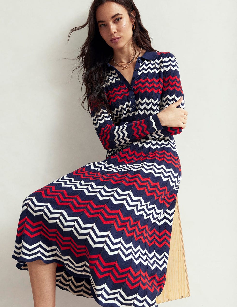 Chevron Stitch Midi Dress