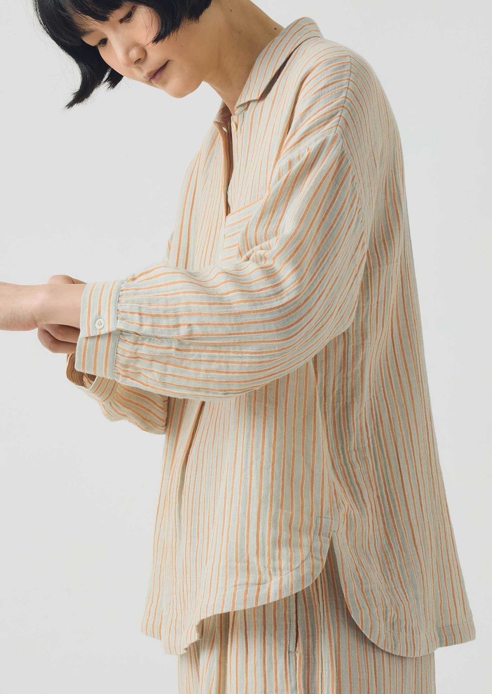 Stripe Crinkle Cotton Pyjama Set