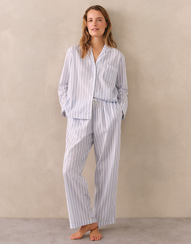 Organic Cotton Poplin Stripe Pyjama Set
