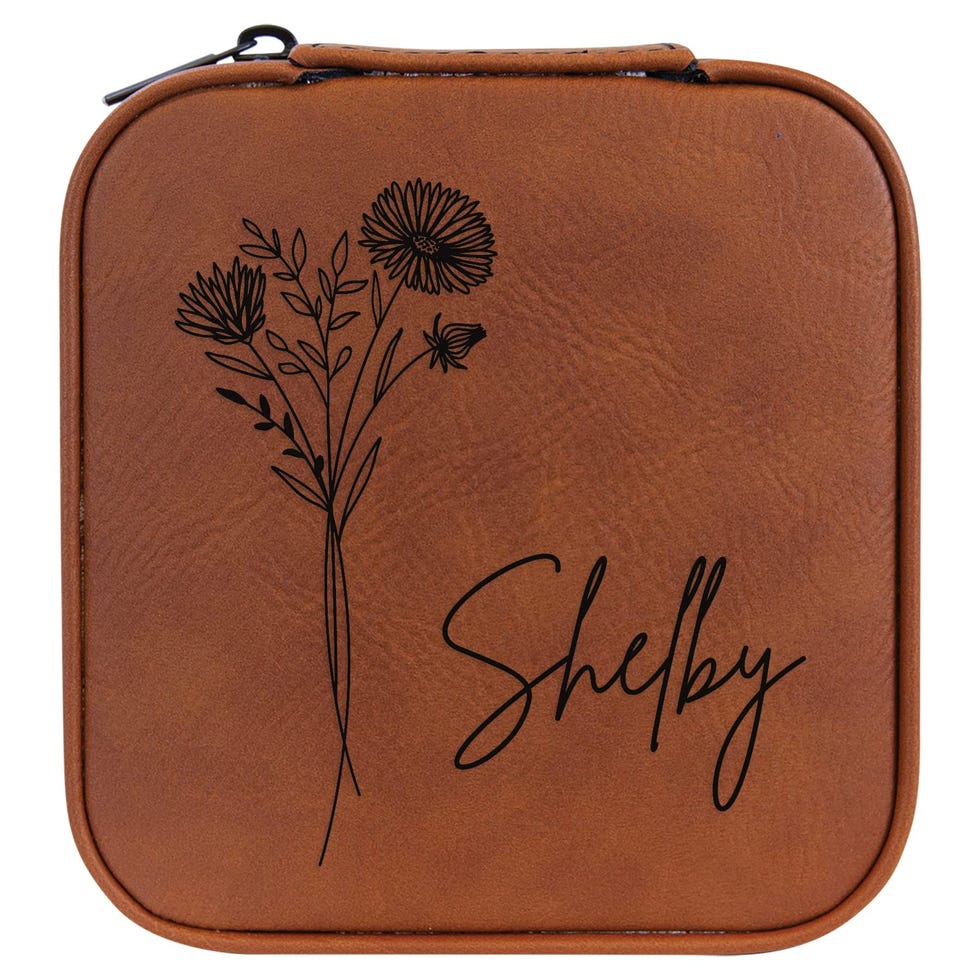 Personalized Aster Flower Jewelry Box