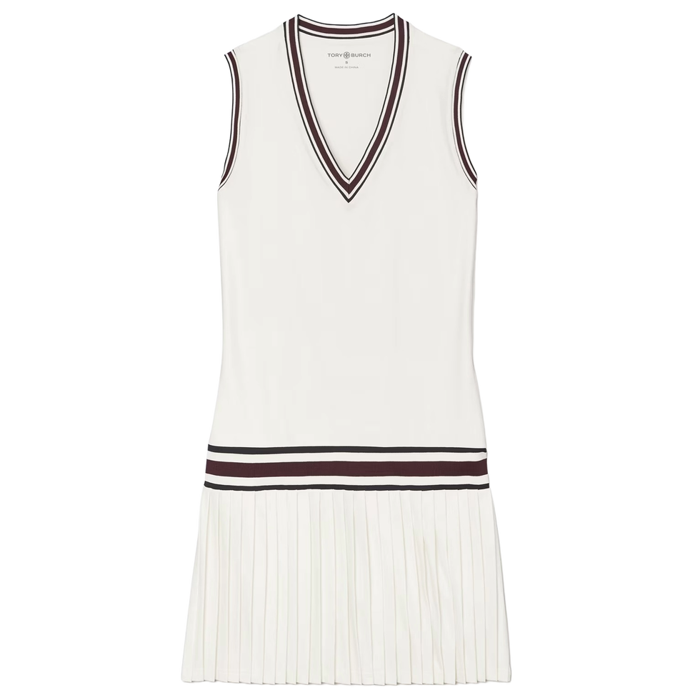 Vestido de tênis com decote em V e malha de desempenho