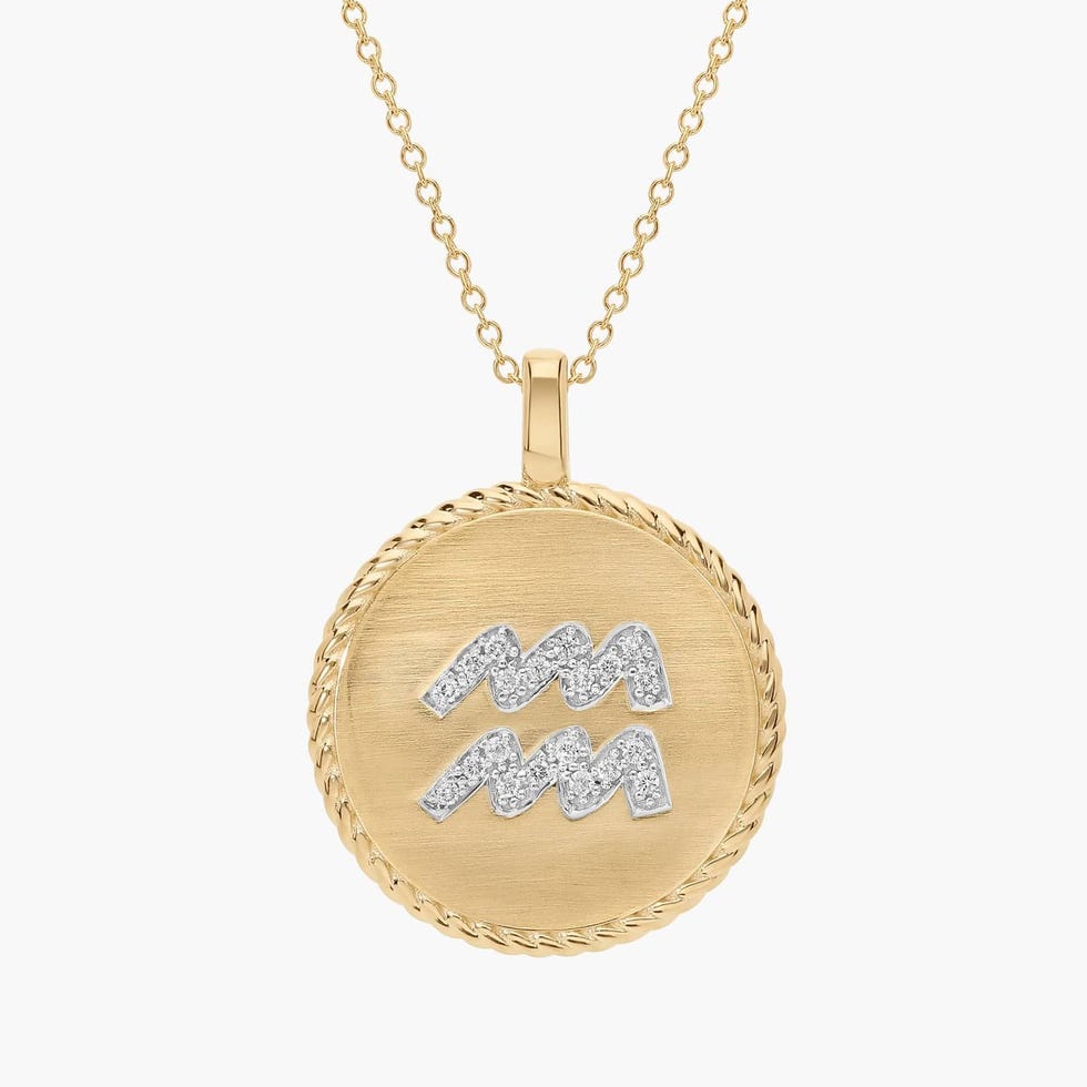 Pavé diamanten Waterman Zodiac hanger in 14k geelgoud