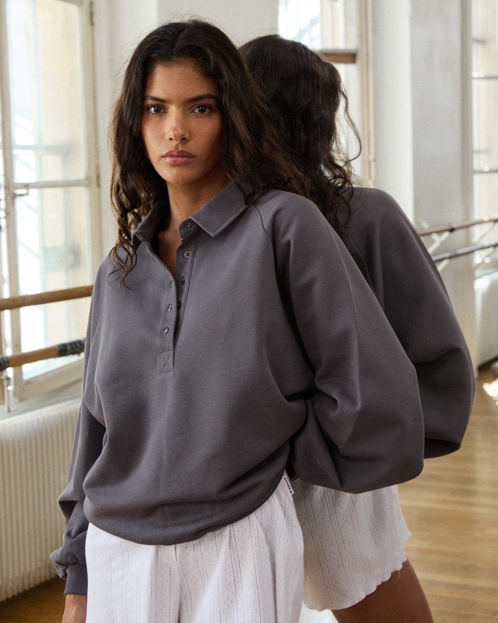 Slouchy Button Up Sweatshirt