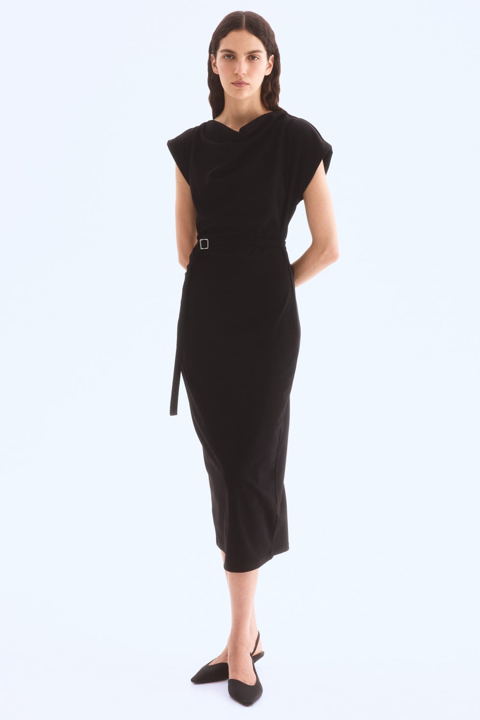 Draped belted dress
