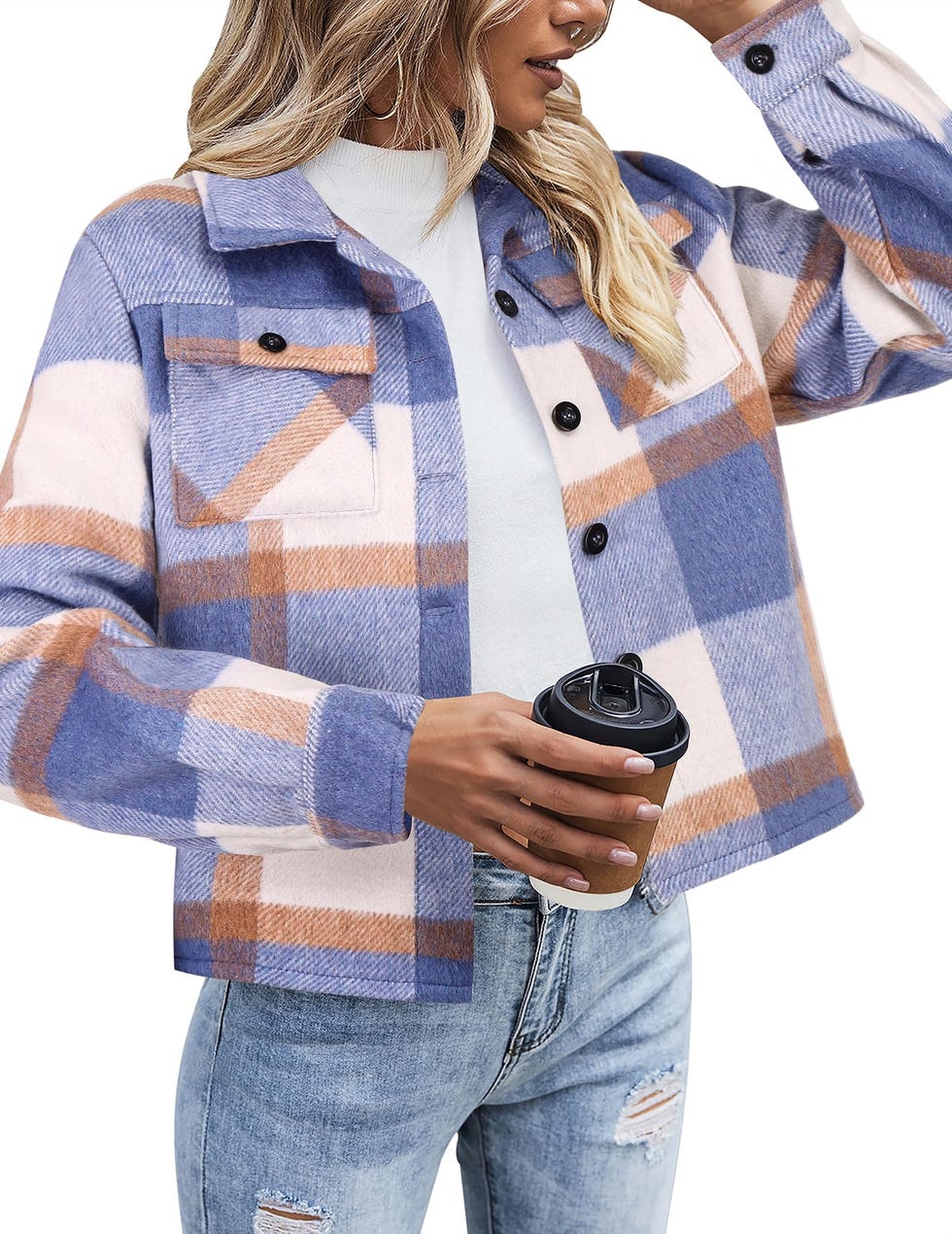 Cropped Plaid Shacket 