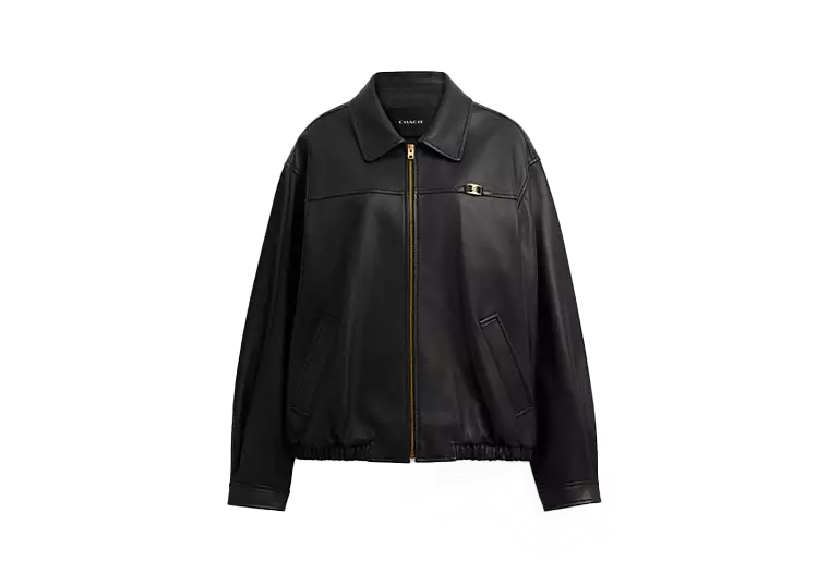 Heritage C Plaque Oversized Leather Jacket