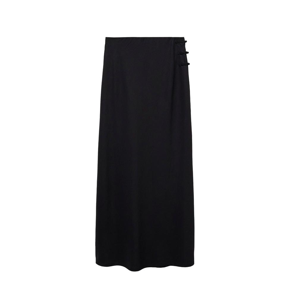 Linen-Blend Straight Skirt