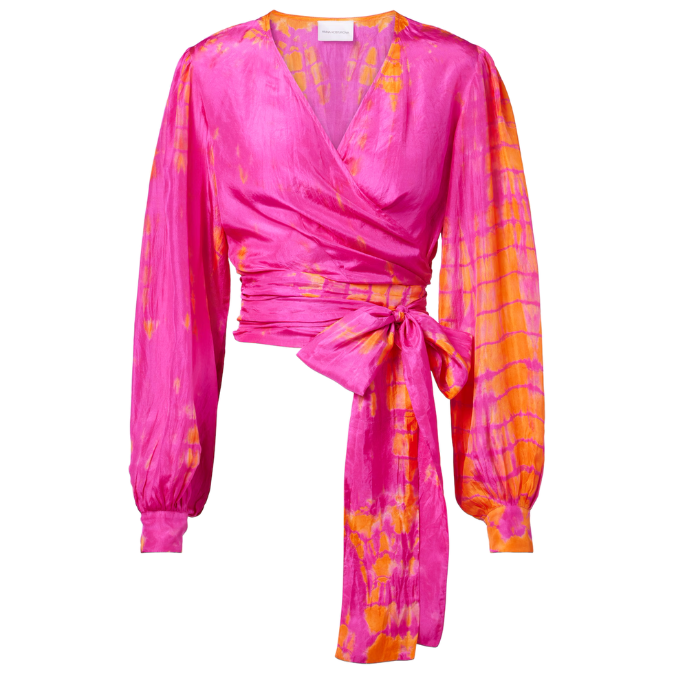 Tie-Dye Silk Wrap Top