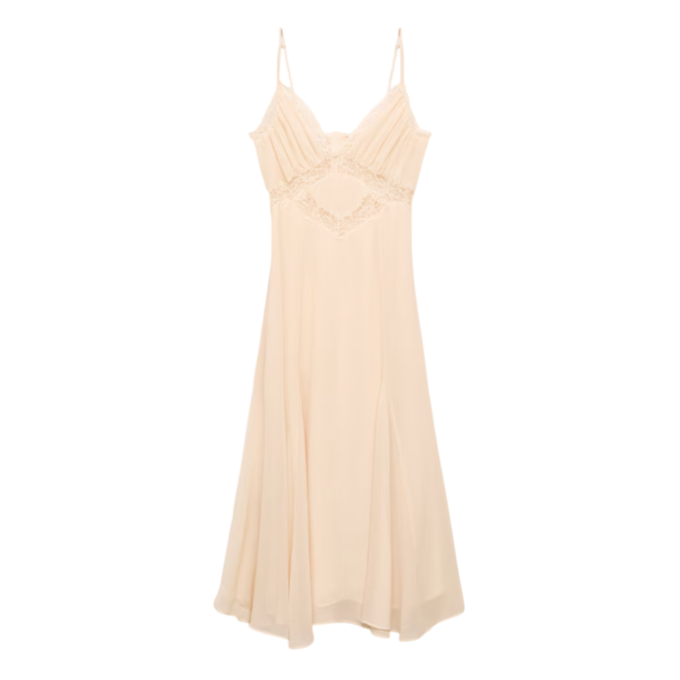 Romantic summer dress with lace in lingerie style 