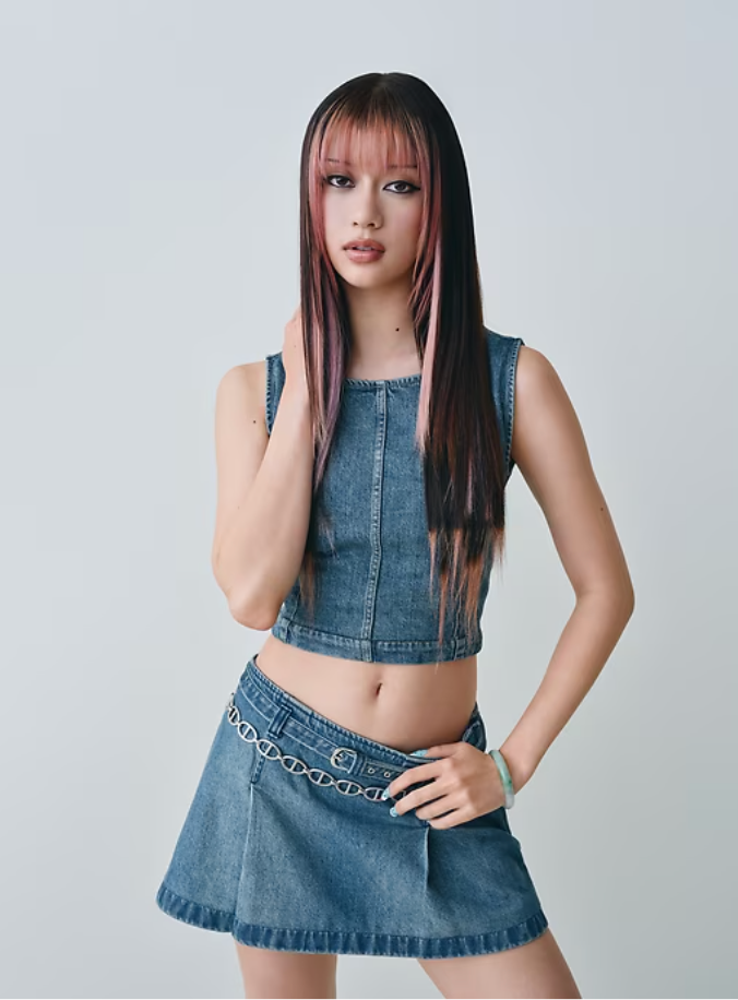 Megan's Denim Belted Mini Skirt